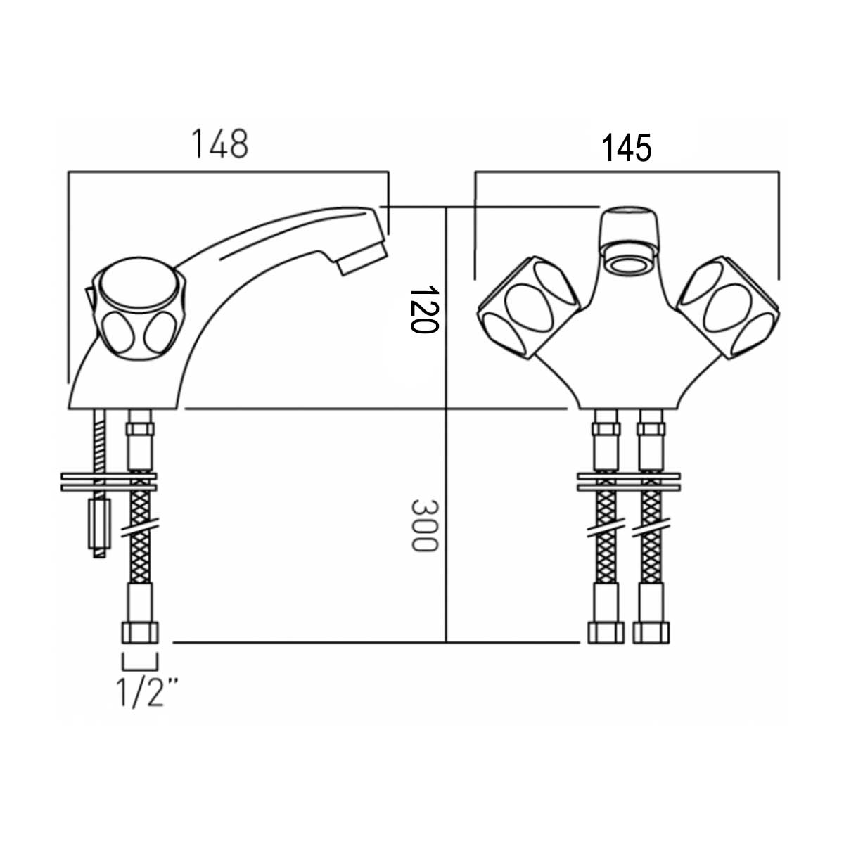 Contract Monobloc Basin Mixer Tap With Pop-Up Waste Chrome WRAS