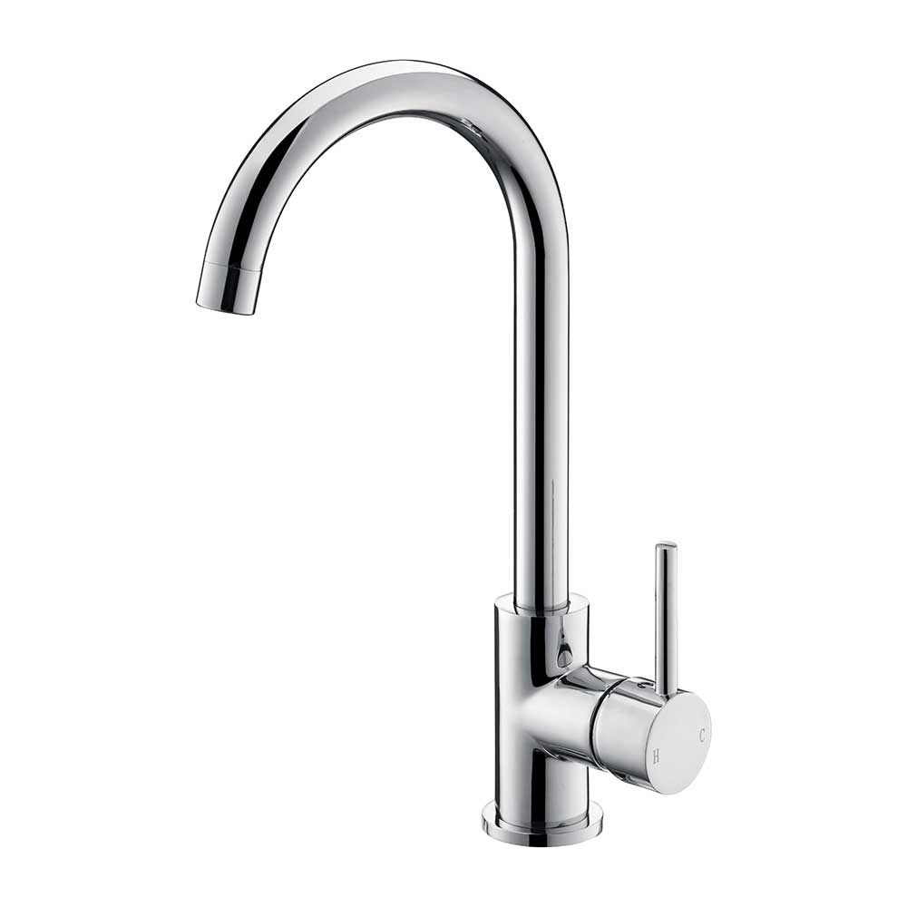 Monobloc Swan Neck Kitchen Sink Mixer Tap Single Lever Chrome - plumbing4home