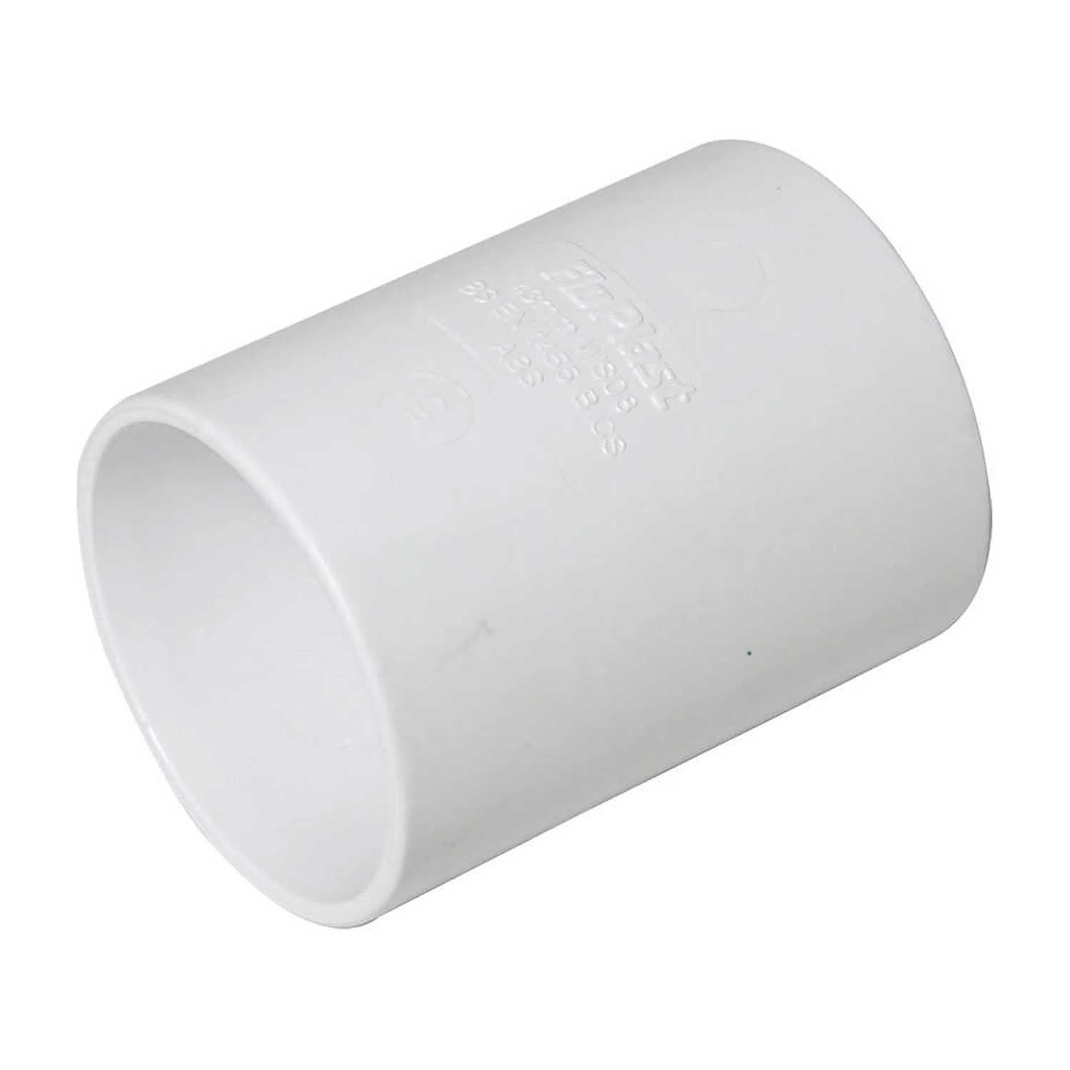 WS08W FloPlast 40mm Straight Coupling ABS Solvent White