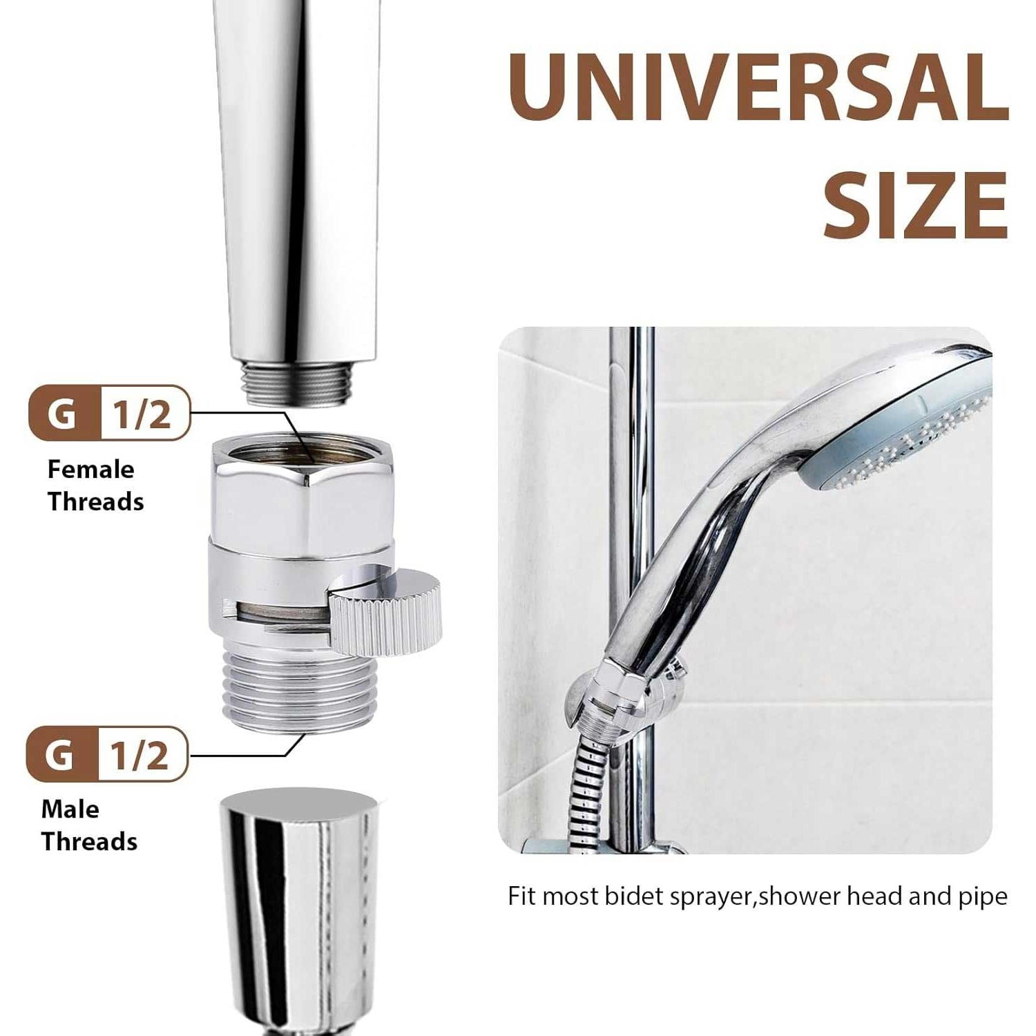 Shower Head Flow Restrictor Control Valve Shut Off for Hand Shower Bidet 1/2 Chrome installation guide