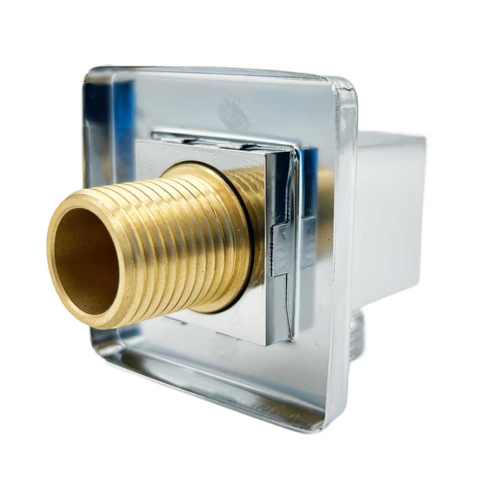 Shower Hose Outlet Elbow Square Concealed Fitting Chrome Wall Mounted Brass rear connection view