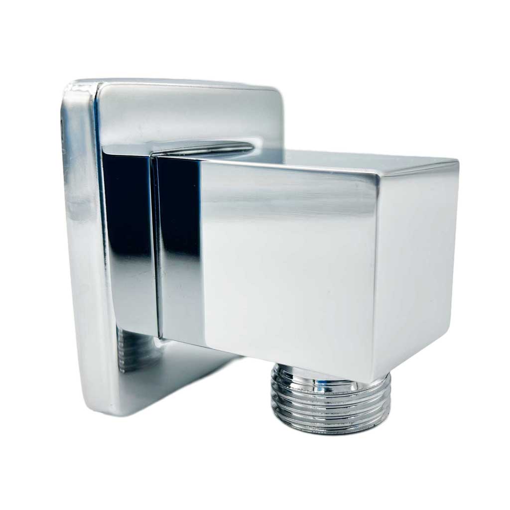 Shower Hose Outlet Elbow Square Concealed Fitting Chrome Wall Mounted Brass side view