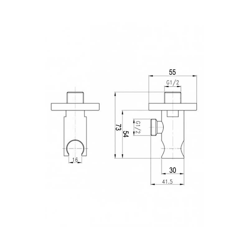 Concealed Round Shower Outlet Elbow With Handheld Showerhead Handle Bracket Holder