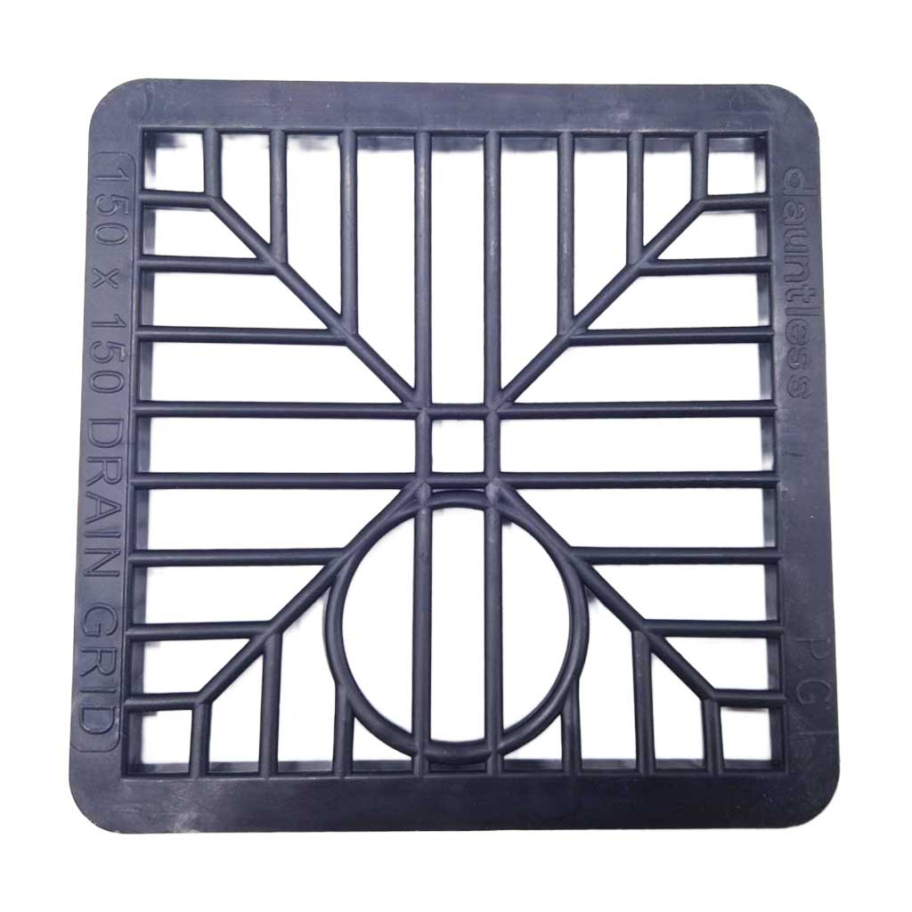 Black Square Gully Grid Drain Cover Grate Plastic Outdoor 6 inch 150x150mm - plumbing4home