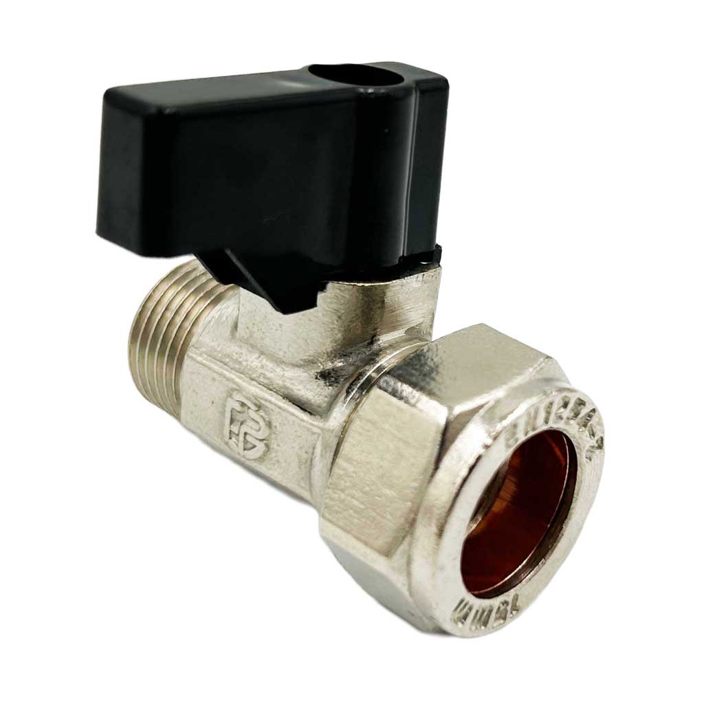 15mm x 3/8 BSP Flat Faced Straight Isolating Valve With Handle