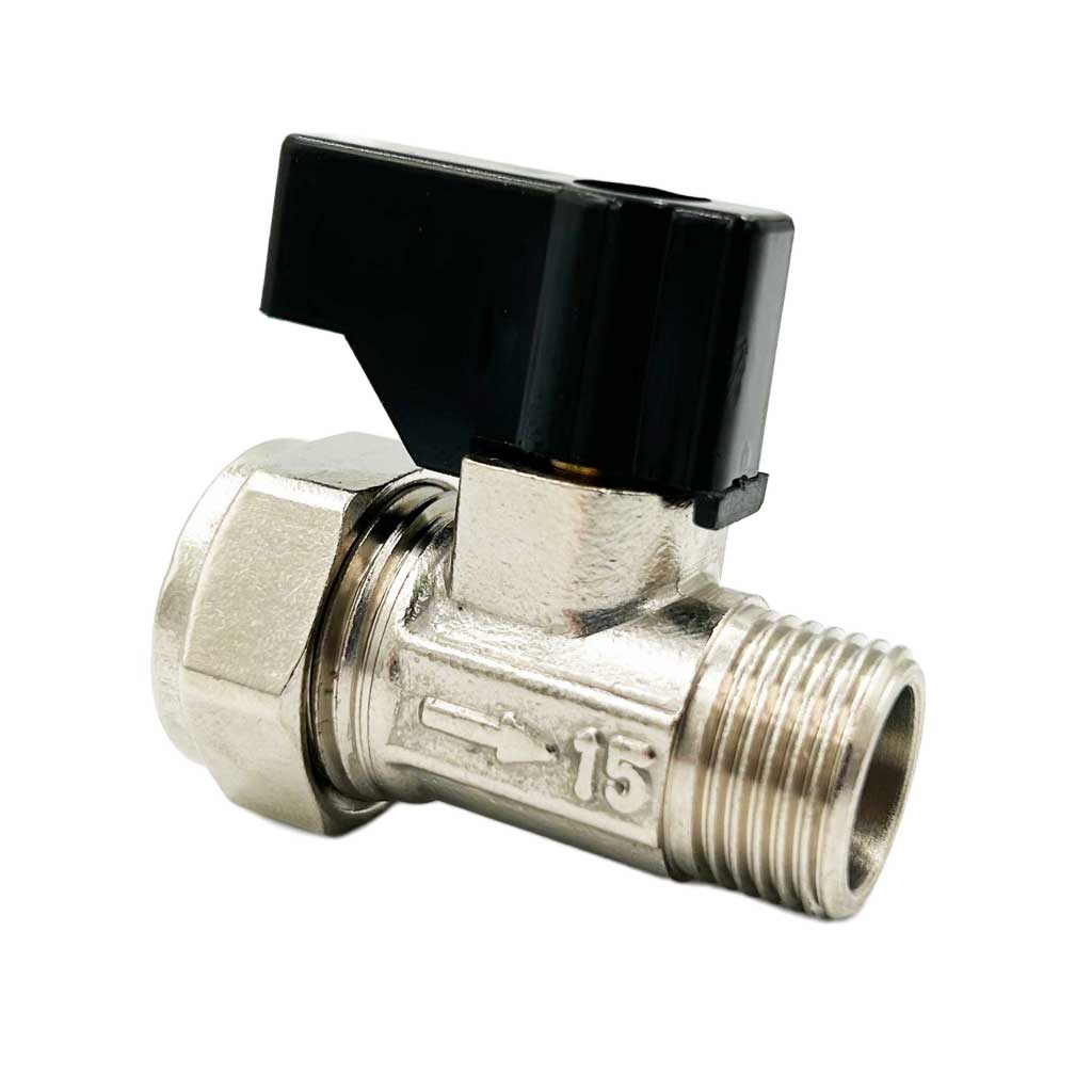 15mm x 3/8 BSP Flat Faced Straight Isolating Valve With Handle