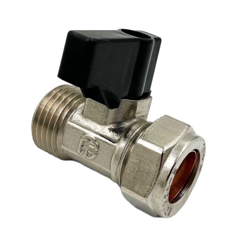 15mm x 1/2 BSP Flat Faced Straight Isolating Valve With Handle