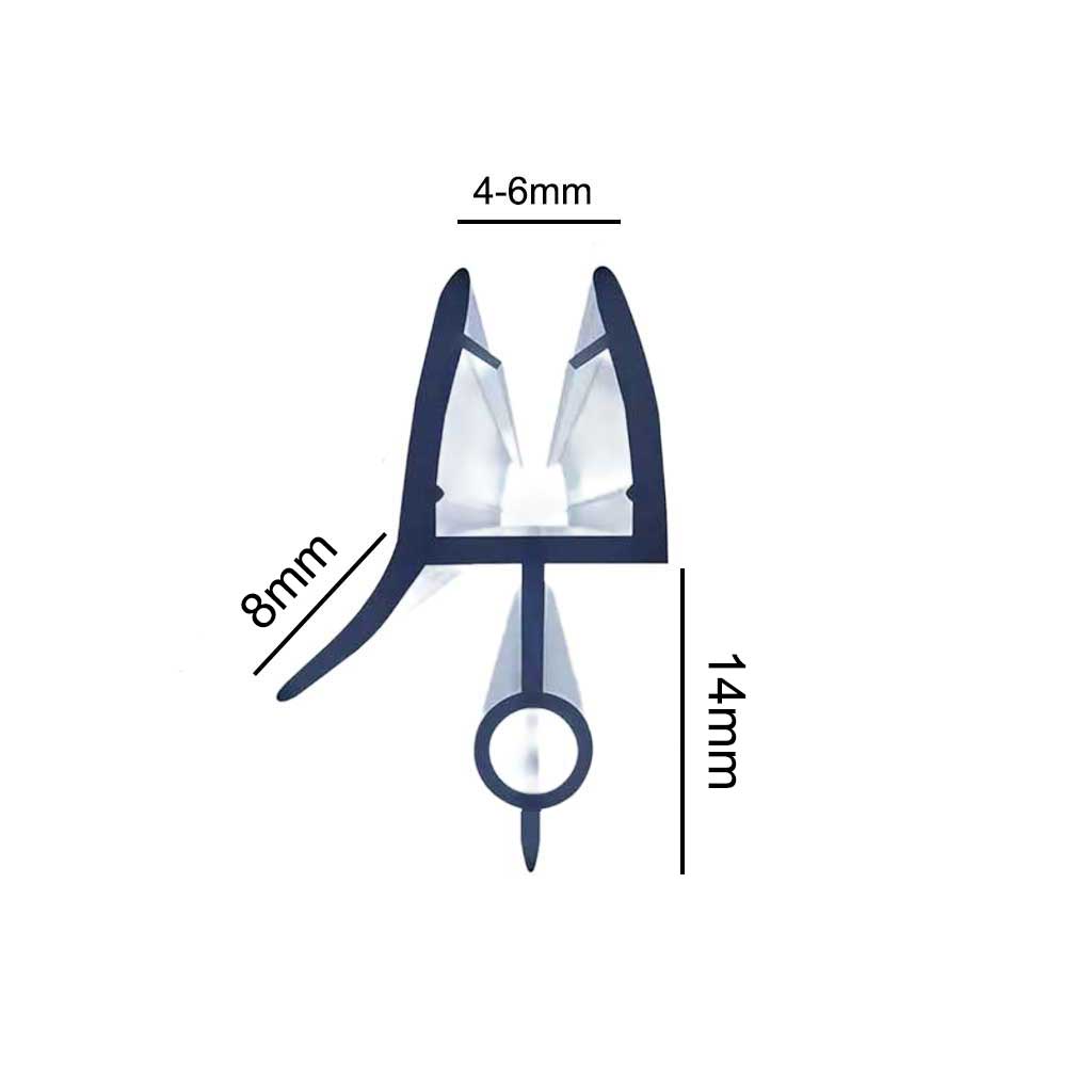 Shower Screen Seal Strip 4-6mm Door x 900mm 14mm Gap