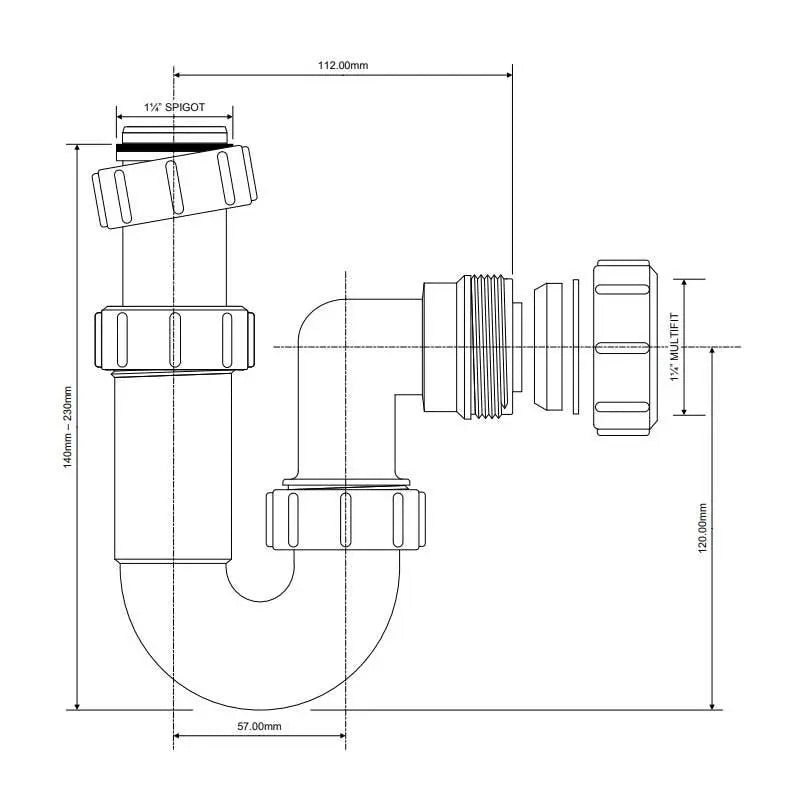 ASA10 - McAlpine - Adjustable Inlet P Trap - 1.25" Bathroom Sink Waste Traps