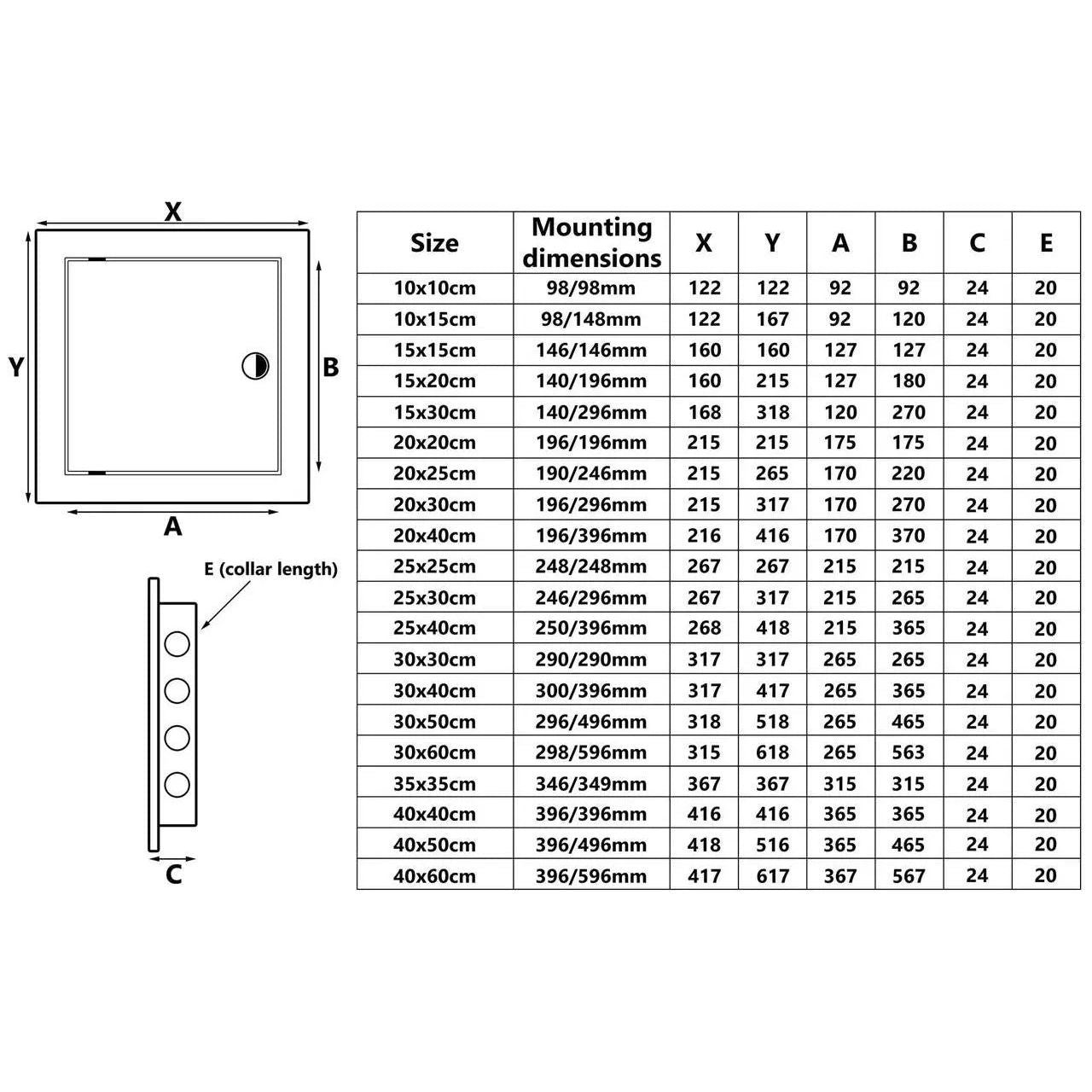 Access Panel Inspection Hatch Access Door White Plastic Inspection Access Panels