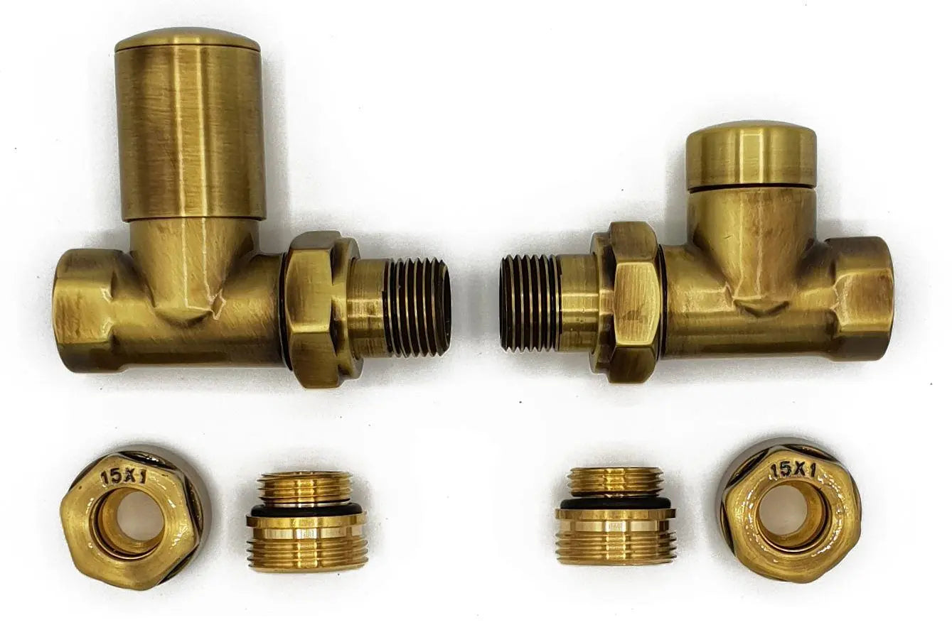 Straight/Angled Antique Brass Radiator Valve Set Fittings Radiator Valves