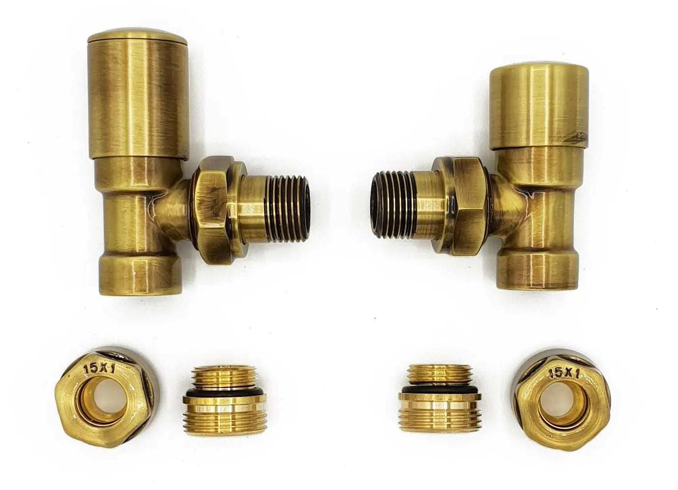 Straight/Angled Antique Brass Radiator Valve Set Fittings Radiator Valves