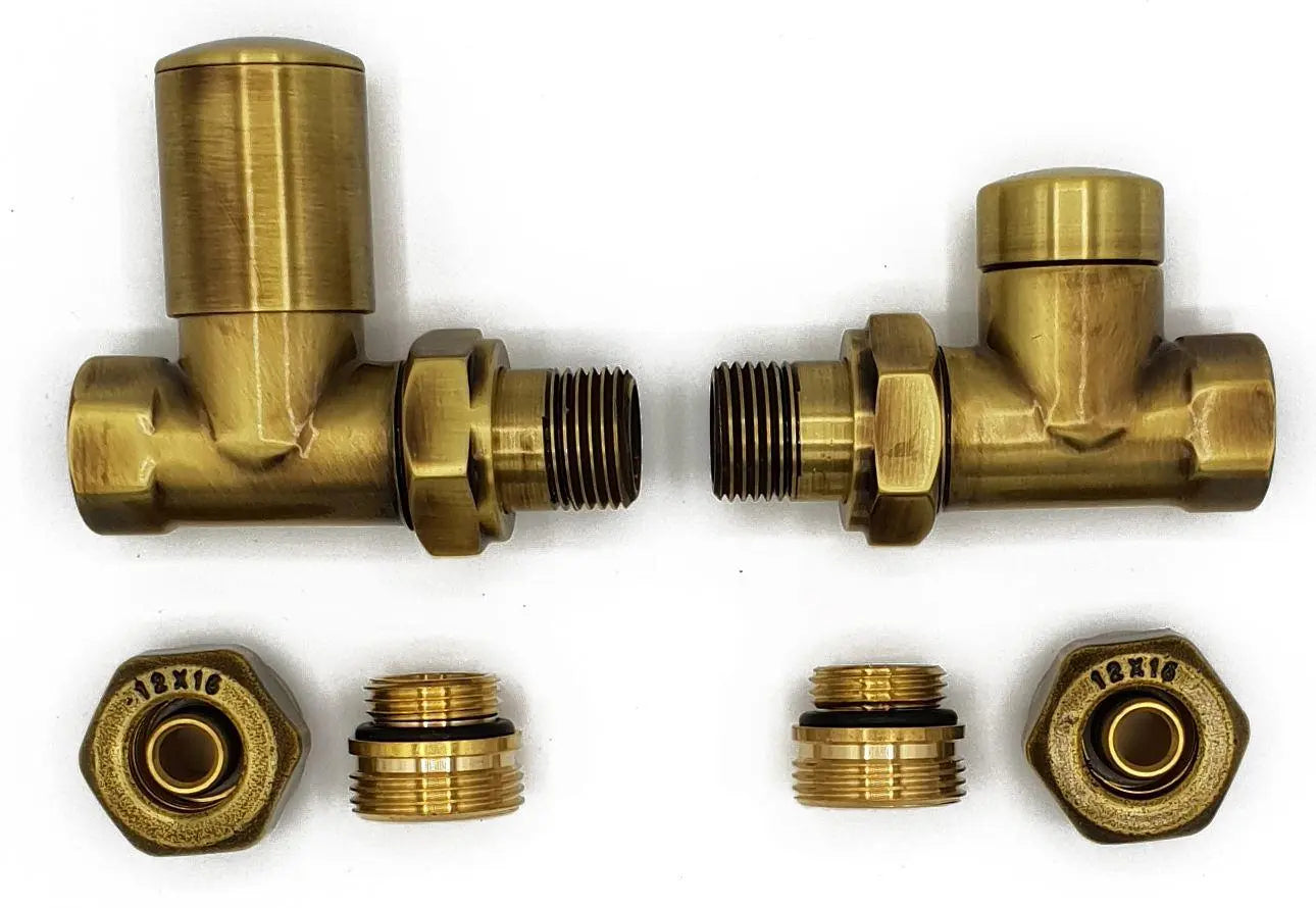 Straight/Angled Antique Brass Radiator Valve Set Fittings Radiator Valves