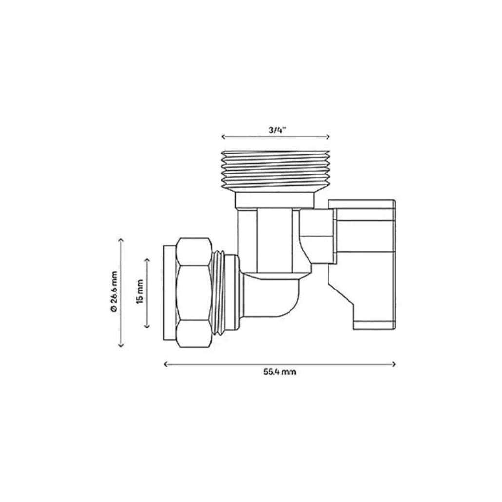 Angled Washing Machine Valve Appliance Tap Compression 15mm x 3/4 Ball Valves