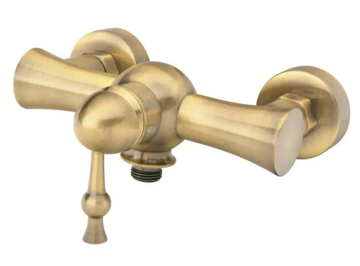 Antique Brass Bathroom Shower Tap with Single Lever + Shower Hose Input