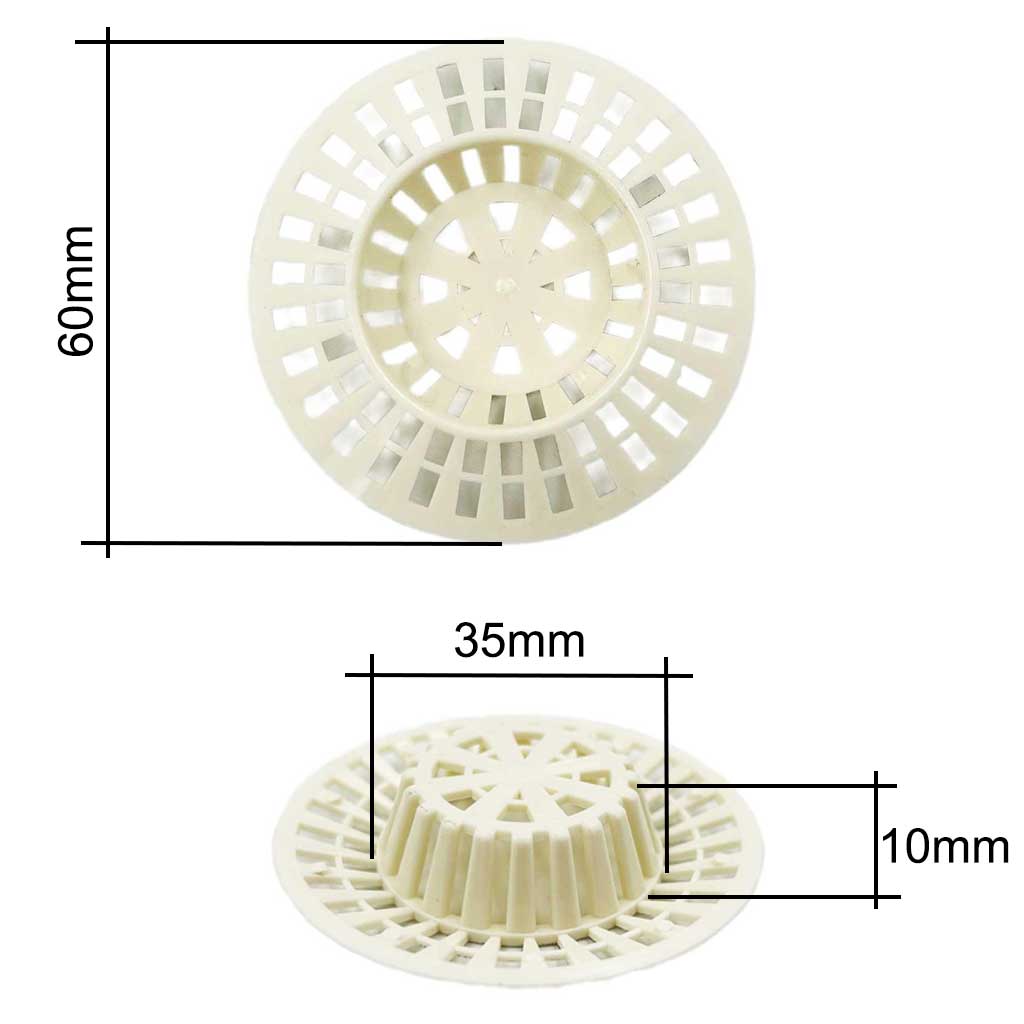 Basin Sink Basket Strainer Grid Cover White Plastic 60mm