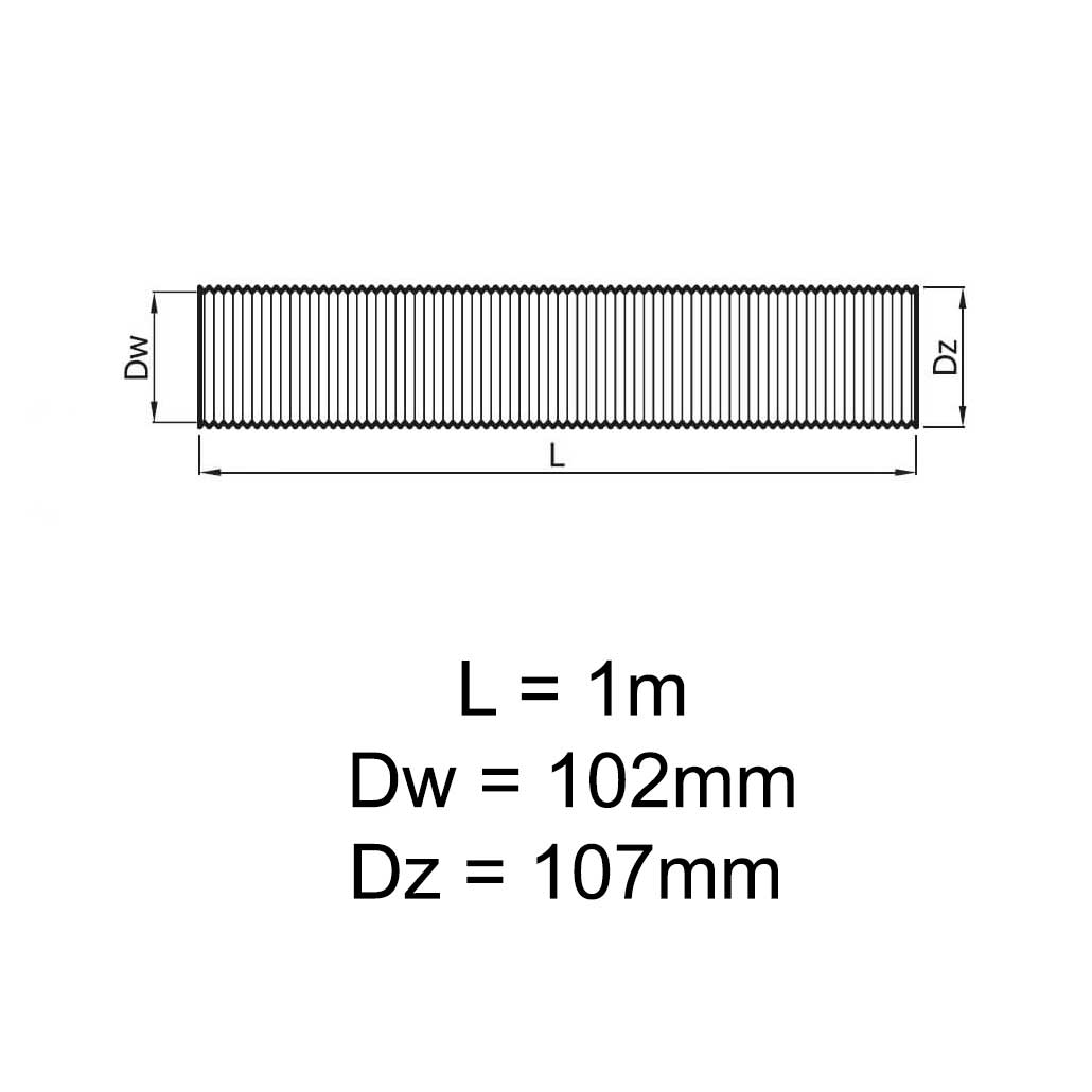 1m PVC Round Flexible Ducting Pipe Hose 100mm Air Duct 4 Inch