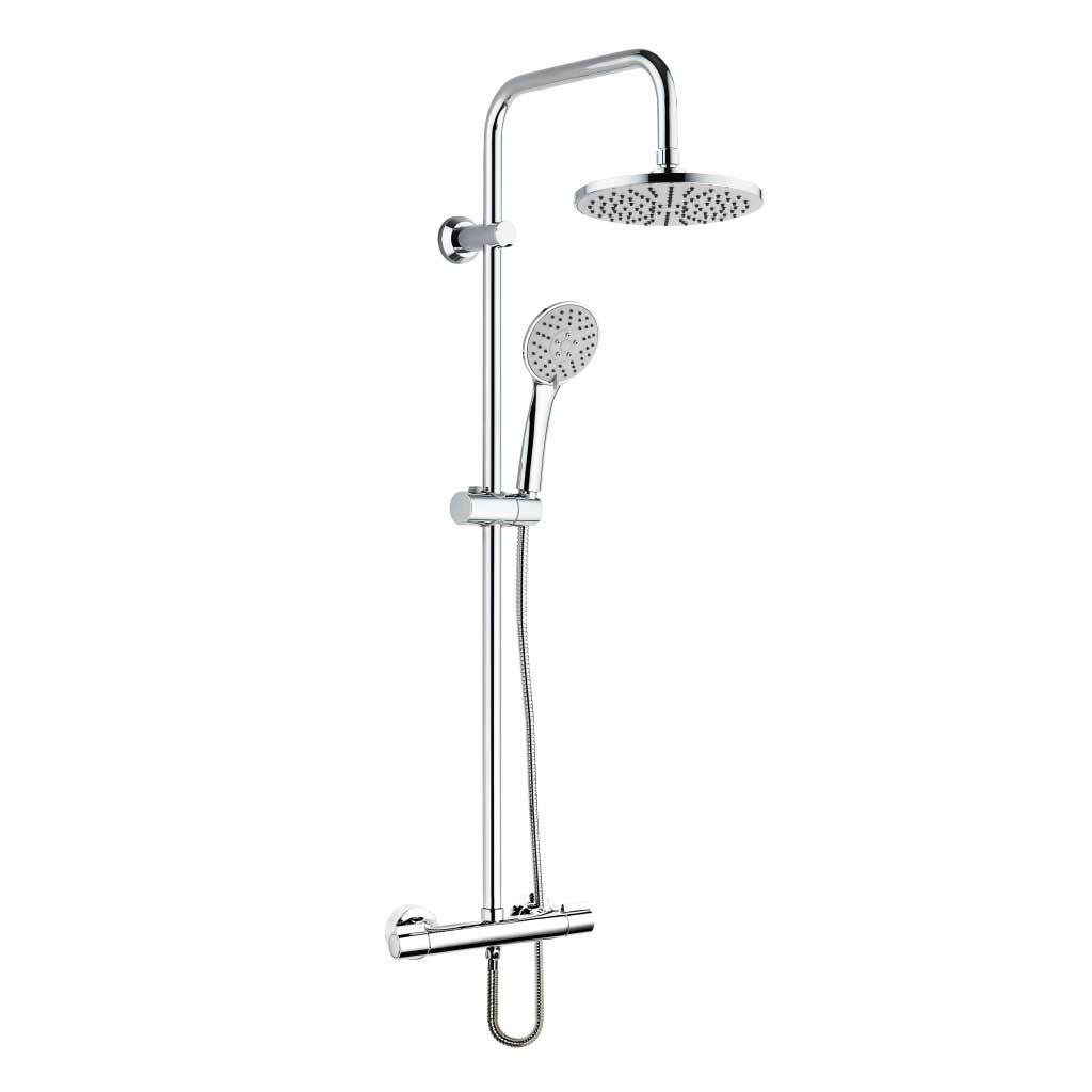 Thermostatic Shower Mixer Bar Set Rainfall Head Chrome Round ESLA