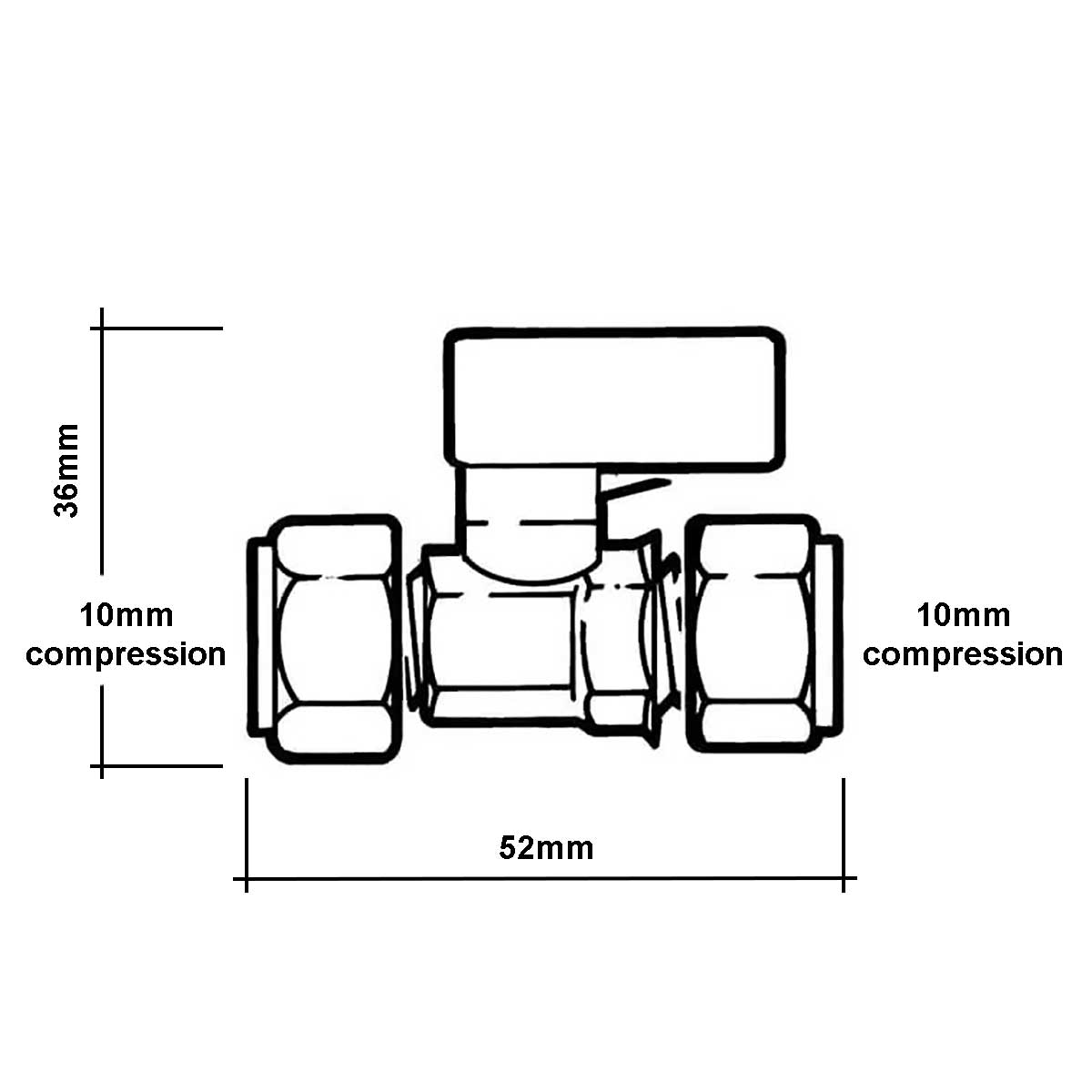10mm Straight Mini Ball Valve Compression for Water Gas and Oil
