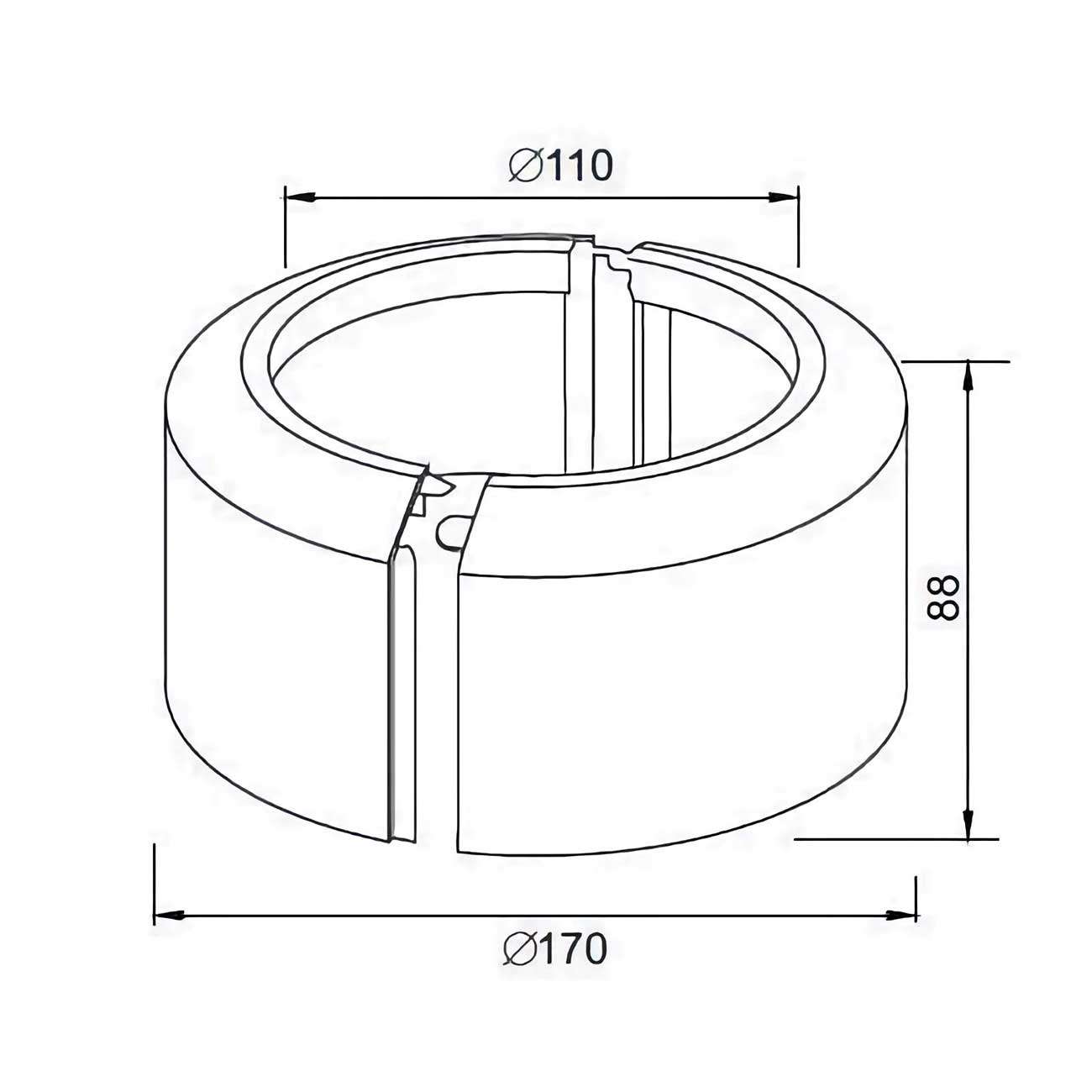 110mm Toilet Pipe Cover Black Split Two-Piece Pan Soil Waste Collar
