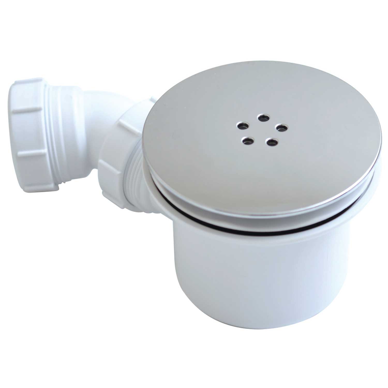Shower Waste With Trap Chrome Fast Flow Fits 90mm Tray Holes