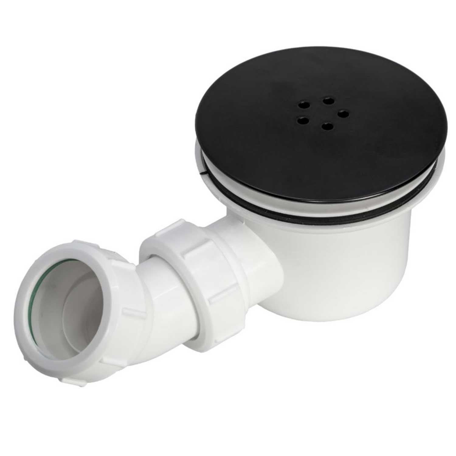 Shower Waste Drain With Trap Black Fast Flow Fits 90mm Tray Holes