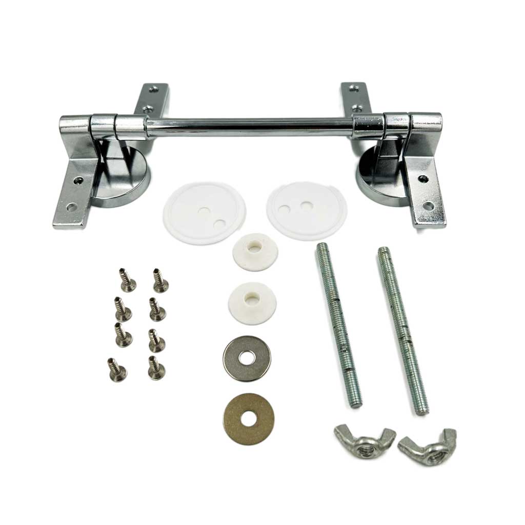 Bar Hinge Chrome For Wooden WC Toilet Seat Replacement Fitting with accessories and fixings