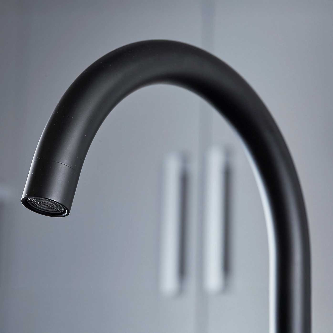 Kitchen Sink Swan Mixer Tap Matt Black WRAS Approved Swivel Spout