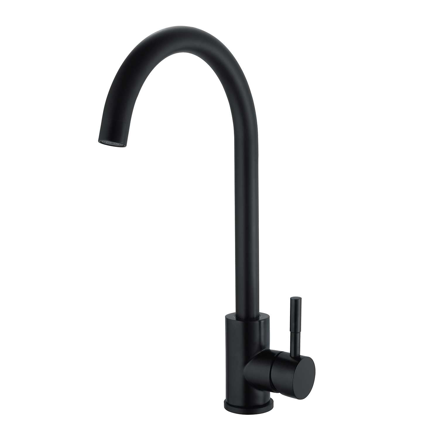 Kitchen Sink Swan Mixer Tap Matt Black WRAS Approved Swivel