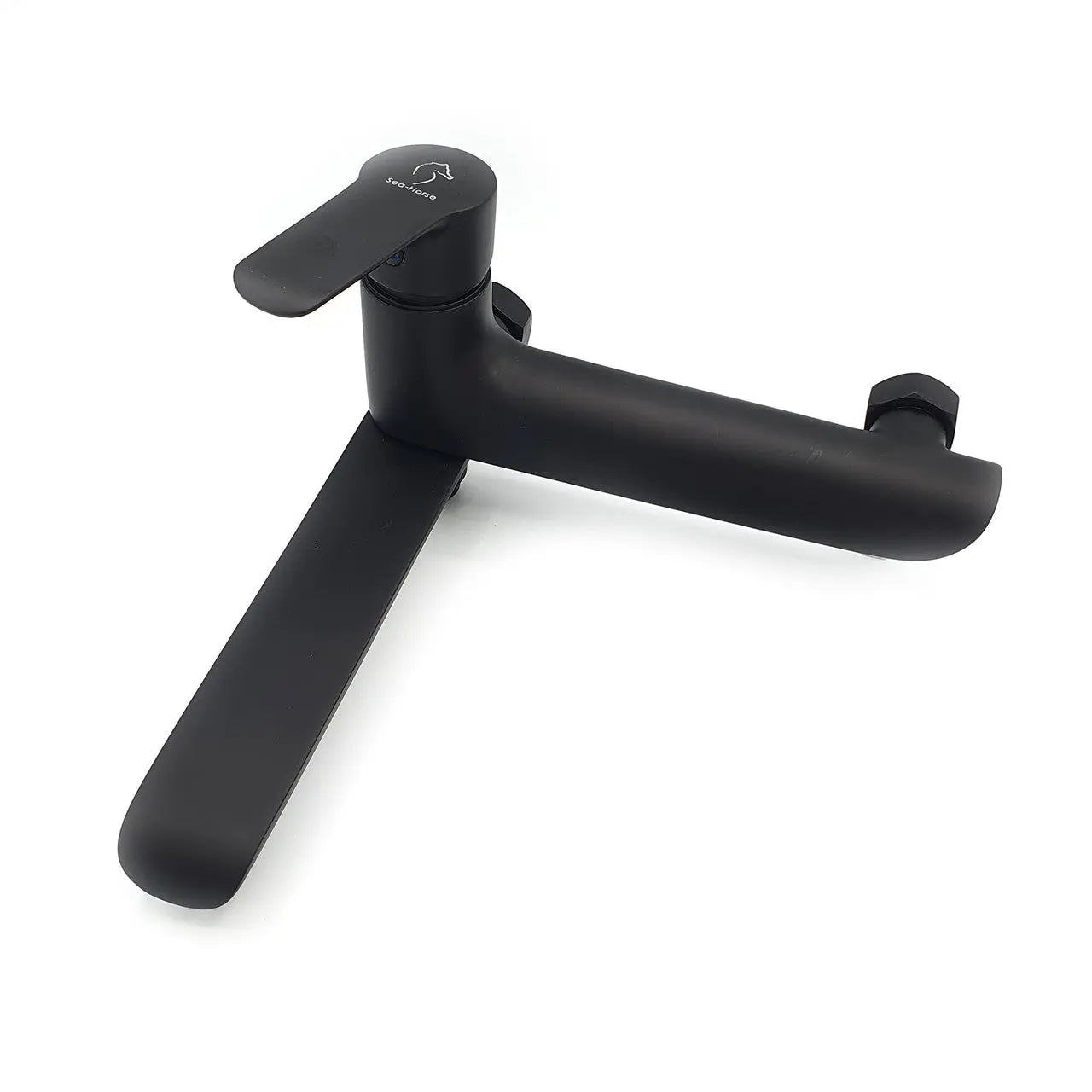 Bath Shower Fold-Out Mixer Tap Black Swivel Spout Wall Mount Bath Taps