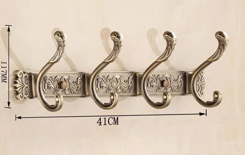 Bathroom 4 Hooks Dressing-Gown Towel Door Wall Mounted Hangers Antique Brass