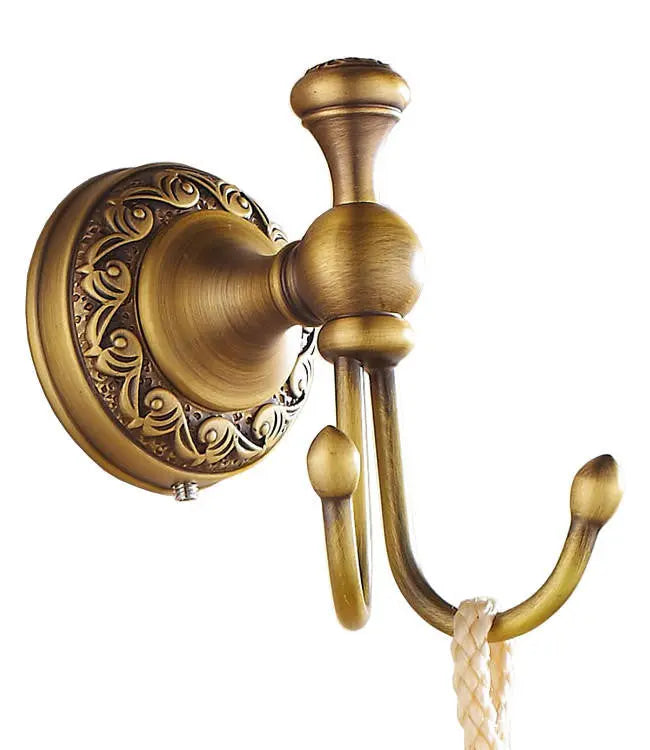 Bathroom Door Double Towel Hooks Coat Hangers Antique Brass Towel Hooks