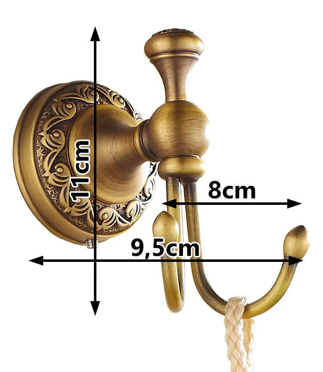 Bathroom Door Double Towel Hooks Coat Hangers Antique Brass Towel Hooks