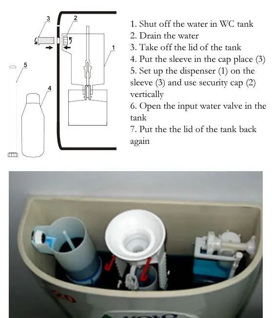 Bathroom Toilet WC In-Cistern Dispenser for Fresh Water Air + 210ml of Liquid - 