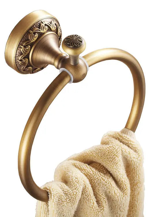 Bathroom Towel Ring Dressing-Gown Hanger Antique Brass Towel Rails and Rings