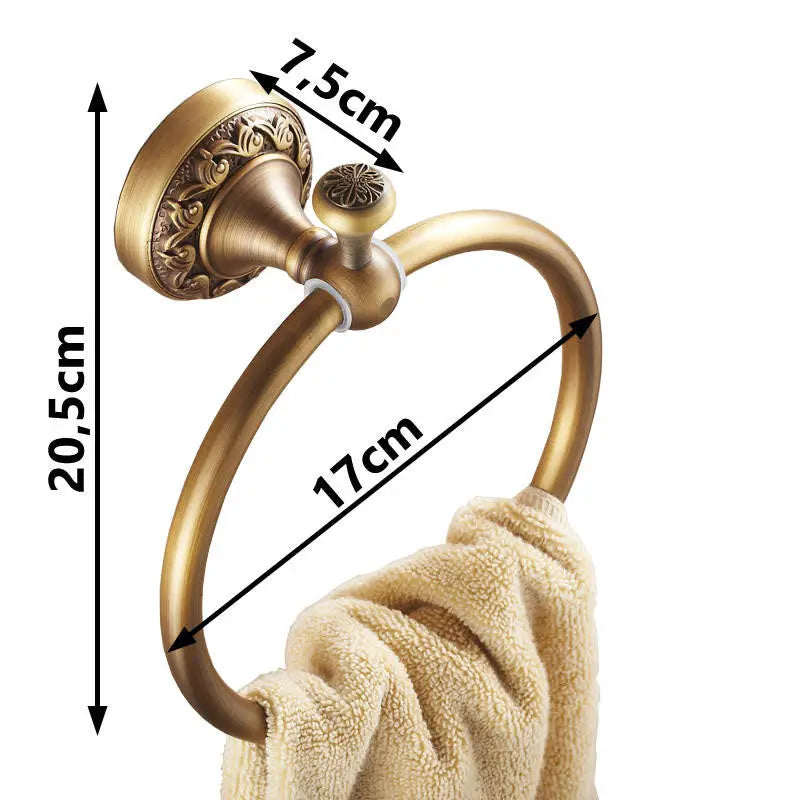 Bathroom Towel Ring Dressing-Gown Hanger Antique Brass Towel Rails and Rings