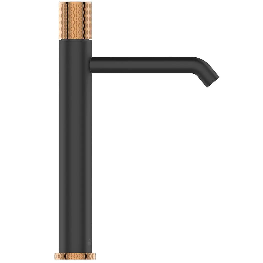 Black Dark Gold Tall Bathroom Sink Tap Engraved Monobloc Basin Taps