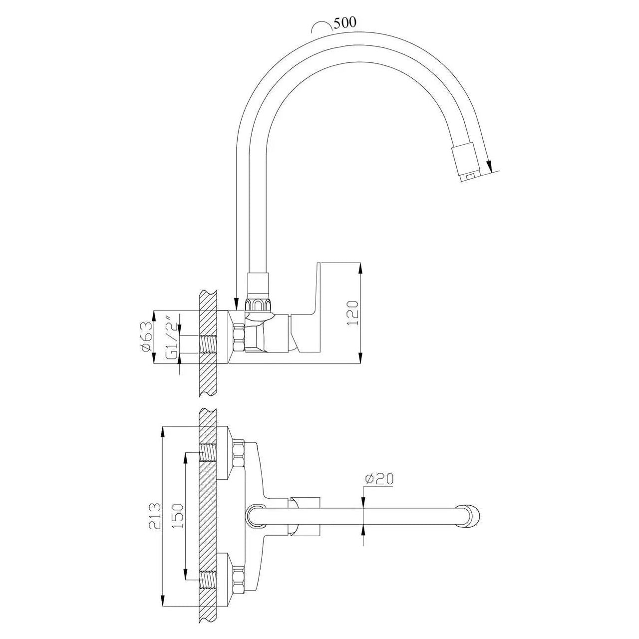 Black Gold Kitchen Mixer Tap Wall Mounted Flexible Spout Kitchen Taps, A681a, A681b