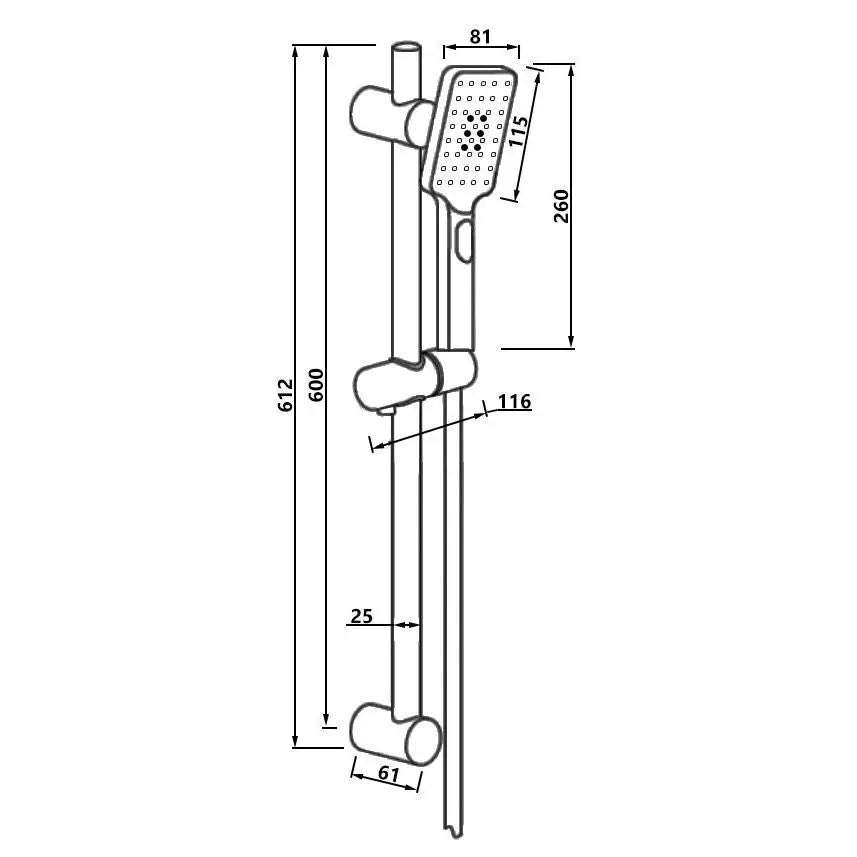 Black Shower Bar Head Riser Rail Handshower Column Set Shower Rails