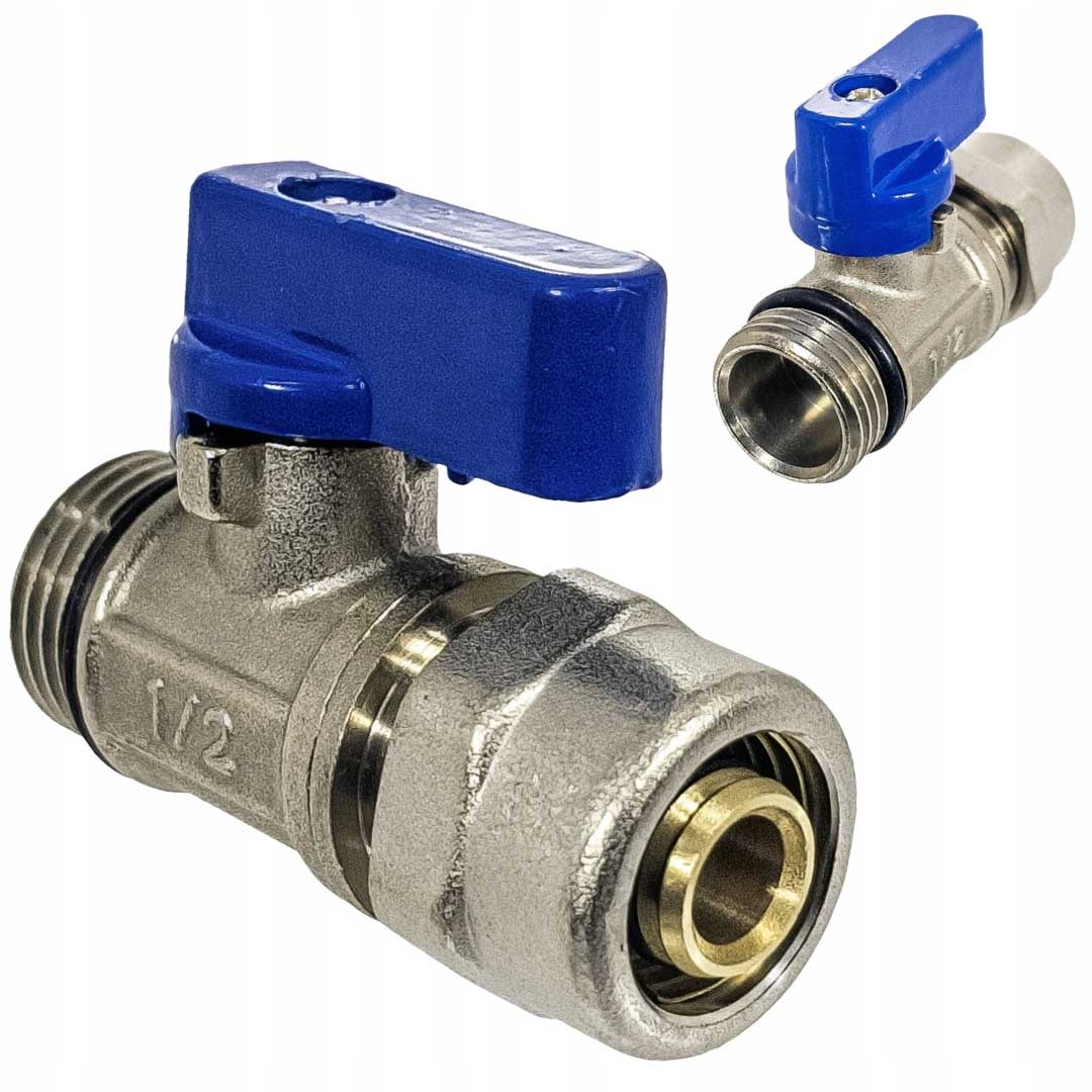 Blue PEX 16mm x 1/2 Male Shut-Off Valve Compression Pipe Ball Valves