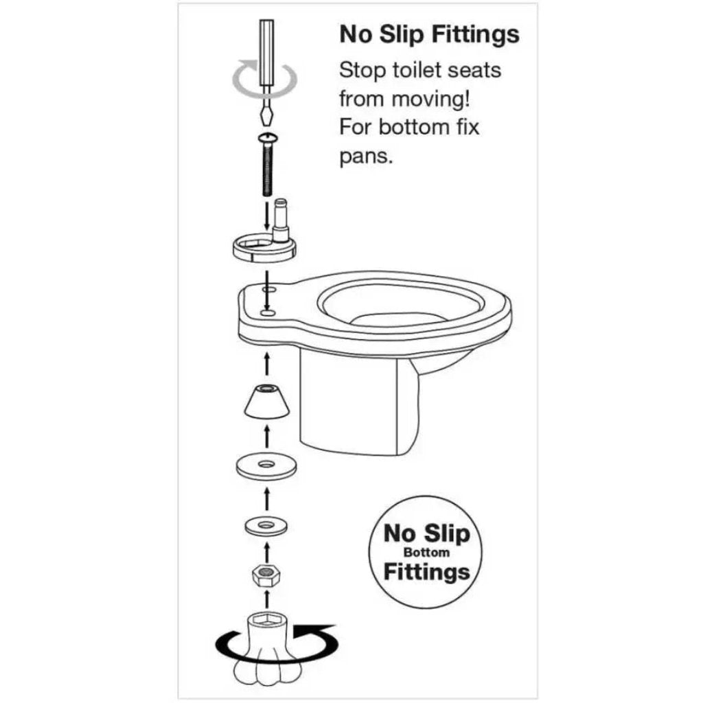 Bottom Fix Toilet Seat Fittings Non-Slip 65mm Replacement Parts - Toilet Spares