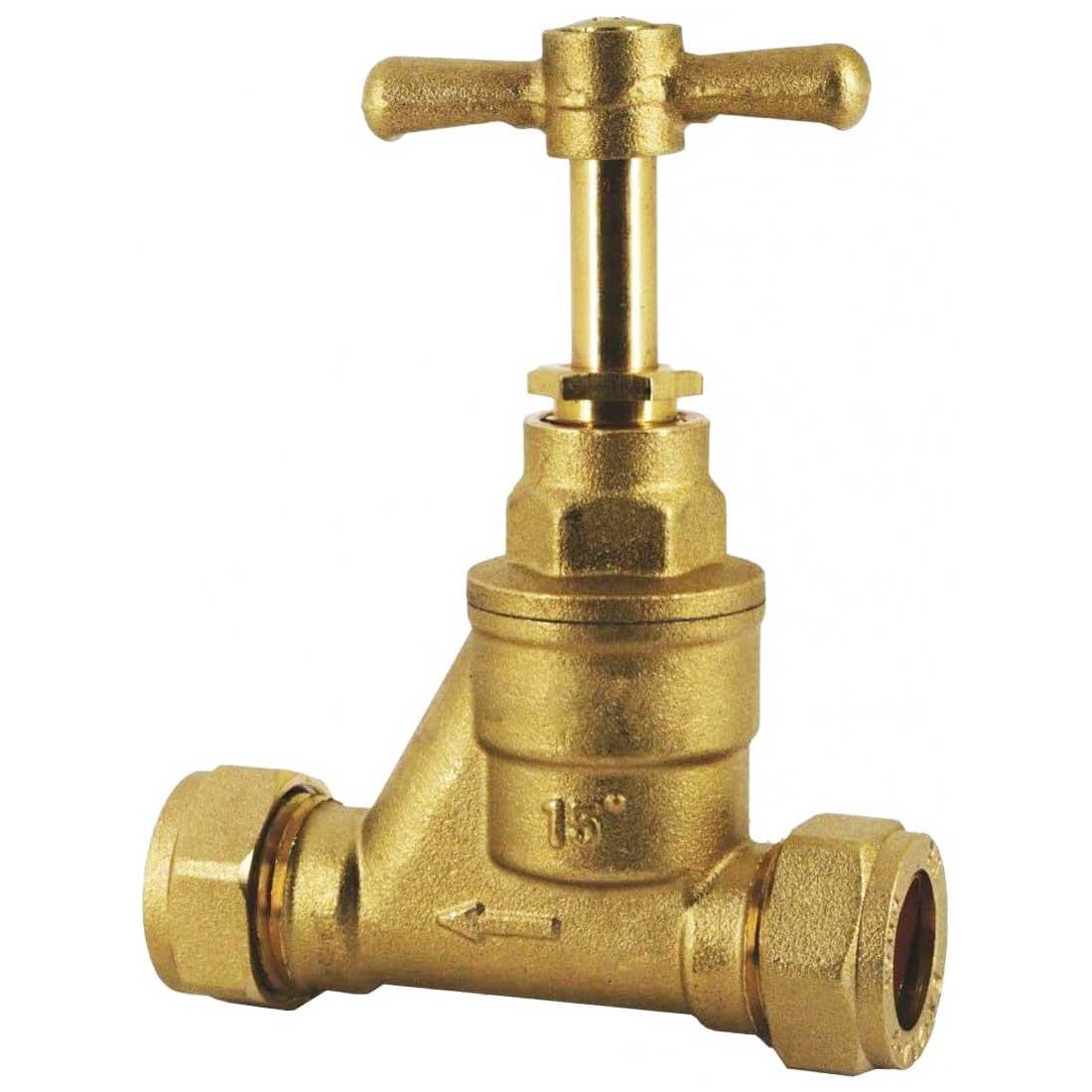 Brass Stopcock 15mm 22mm Compression Shut Off Valve BS1010 - plumbing4home