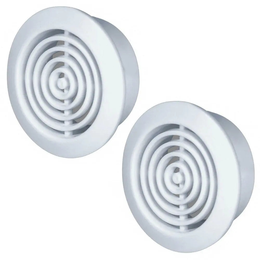 2x Round Door Air Vent Grille White/Brown 45mm Hole Door Vents