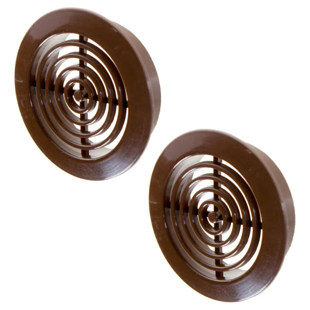 2x Round Door Air Vent Grille White/Brown 45mm Hole Door Vents