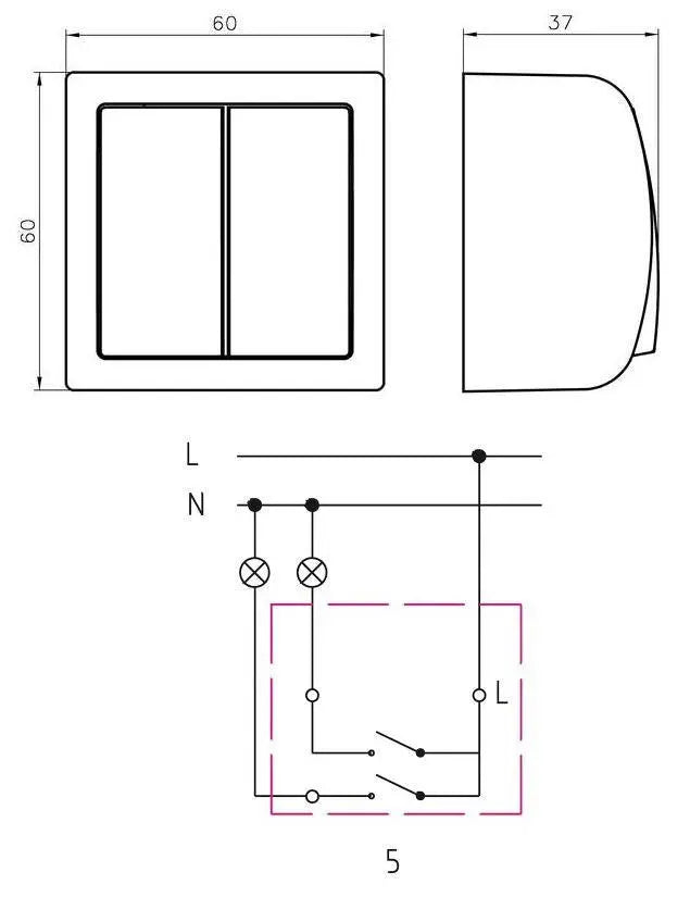 Surface Mounted Double Button Indoor Light Switch Click Wall Plate White/Brown