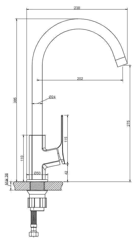 Brushed Copper Kitchen Sink Tap Standing Mixer Single Lever Kitchen Taps