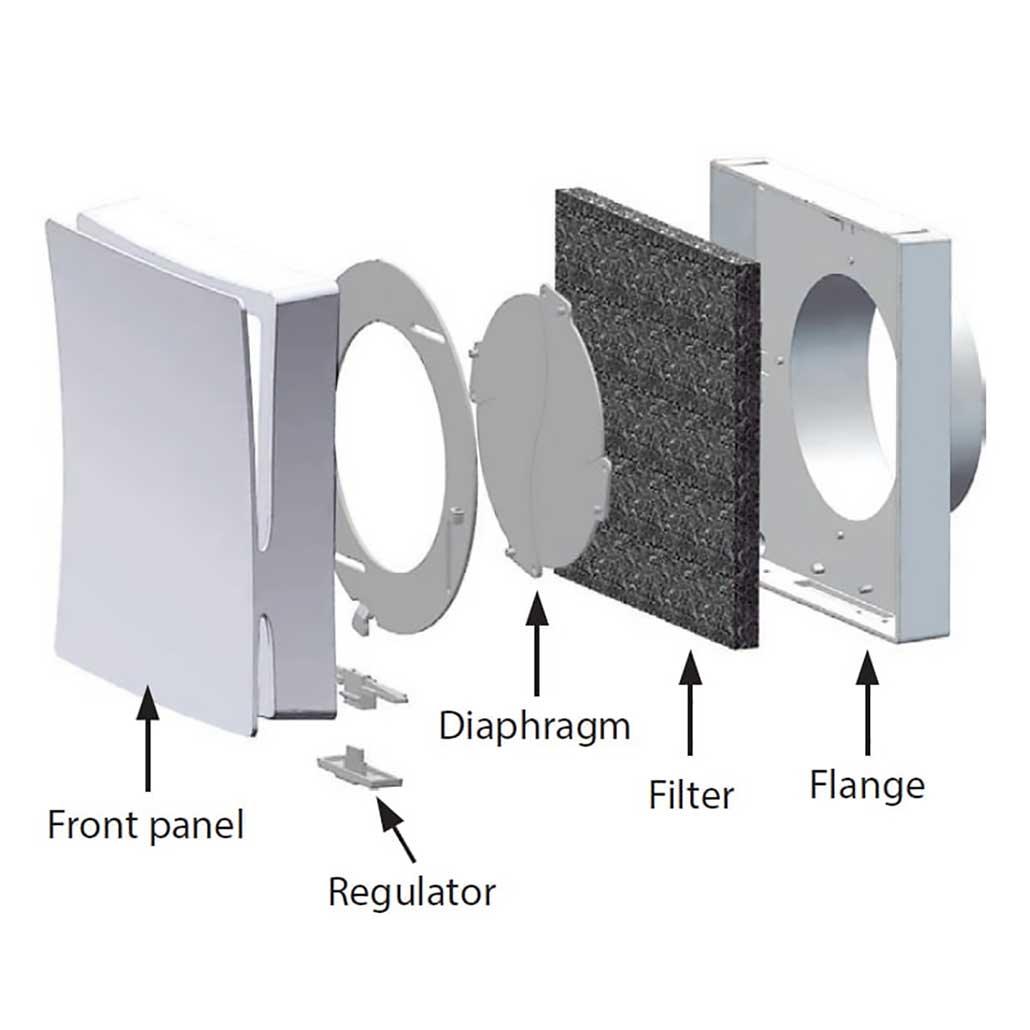 Wall Passive Air Intake Ventilation Kit 100mm with Adjustable Airflow Regulator Set