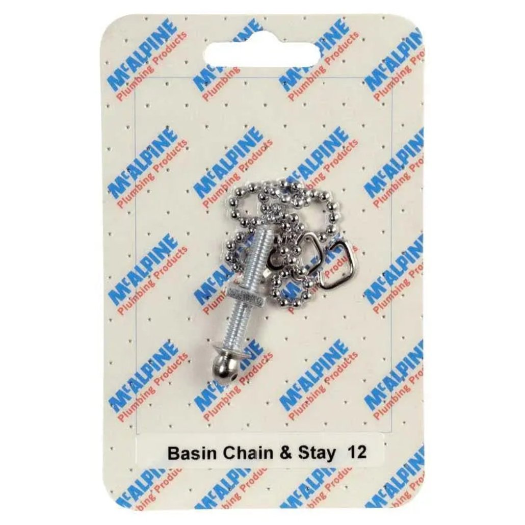 CARD-12 McAlpine No.12 Handipak - 10" Basin Chain and Stay - Bathroom Sink Plugs