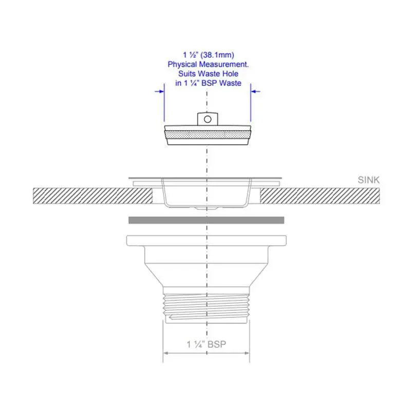 CP1 McAlpine Chrome 1.5" (Fits 1.25" Waste) Basin Plug Bathroom Sink Plugs
