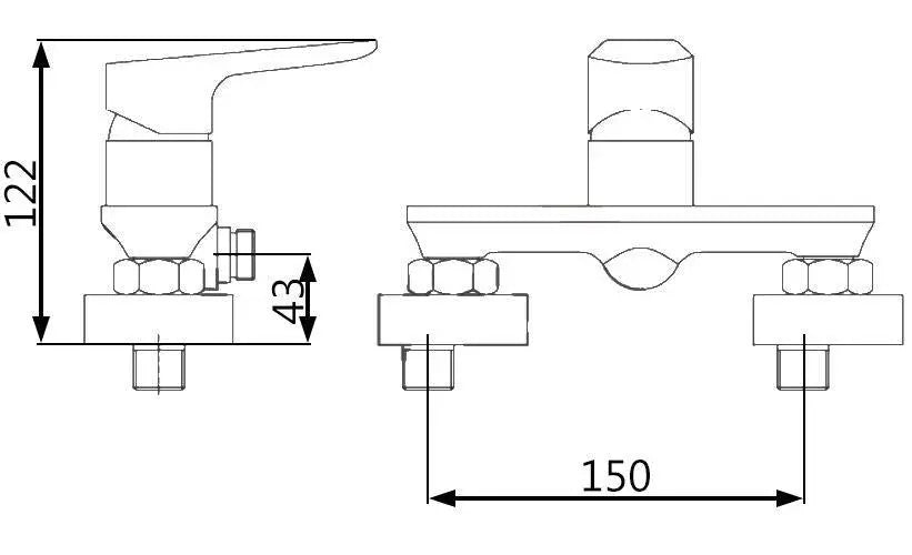 Graphite/Chrome Bathroom Shower Elegant Wall Mounted Mixer Single Lever Tap